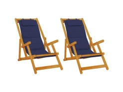 vidaXL Strandstühle 2 Stk Klappbar Akazienholz & Textilene 3325143* Best