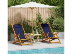 vidaXL Strandstühle 2 Stk Klappbar Akazienholz & Textilene 3325143* Best