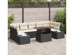 Gartenmöbel-Sets|Lounge-Gartenmöbel|vidaXL 8-Teiliges Garten-Sofa-Set mit Kissen in Schwarz aus Poly Rattan 3358665
