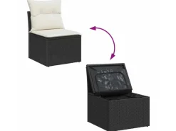 Gartenmöbel-Sets|Lounge-Gartenmöbel|vidaXL 8-Teiliges Garten-Sofa-Set mit Kissen in Schwarz aus Poly Rattan 3358665