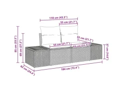 Gartenmöbel-Sets|Lounge-Gartenmöbel|vidaXL 8-Teiliges Garten-Sofa-Set mit Kissen in Schwarz aus Poly Rattan 3358665