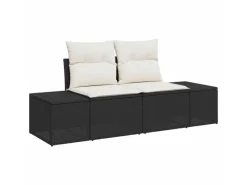 Gartenmöbel-Sets|Lounge-Gartenmöbel|vidaXL 8-Teiliges Garten-Sofa-Set mit Kissen in Schwarz aus Poly Rattan 3358665