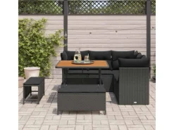 vidaXL 8-Teiliges Garten-Sofa-Set mit Kissen in aus Poly Rattan und Akazie 3361474*