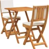 vidaXL 3-Teiliges Klappbares Bistro-Set mit Kissen aus Echtem Akazienholz 4105510* Discount