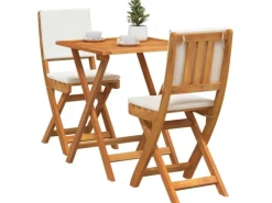 vidaXL 3-Teiliges Klappbares Bistro-Set mit Kissen aus Echtem Akazienholz 4105510* Discount