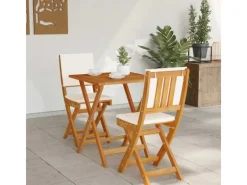 vidaXL 3-Teiliges Klappbares Bistro-Set mit Kissen aus Echtem Akazienholz 4105510* Discount