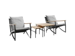 Balkonmöbel|Gartenmöbel-Sets|vidaXL 4-Tlg Balkonmöbel Set mit Kissen Schwarz Stahl 4009305