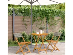 Balkonmöbel|vidaXL 3-tlg Bistro-Set Grau Poly Rattan und Massivholz Modell 1