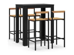 Gartenmöbel-Sets|vidaXL 5-tlg Gartenbar-Set Schwarz Poly Rattan & Massivholz Akazie Modell 10