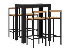 Gartenmöbel-Sets|vidaXL 5-tlg Gartenbar-Set Schwarz Poly Rattan & Massivholz Akazie Modell 10