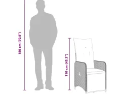 vidaXL 7-tlg Garten-Bistro-Set mit Kissen Braun Poly Rattan Modell 2* New