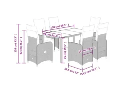 vidaXL 7-tlg Garten-Bistro-Set mit Kissen Braun Poly Rattan Modell 2* New