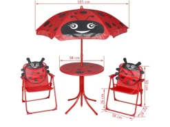 vidaXL 3-tlg Garten-Bistro-Set für Kinder mit Sonnenschirm Rot* Best