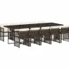 vidaXL 11-Tlg Garten-Essgruppe mit Kissen Braun Poly Rattan 3210933* Sale