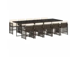 vidaXL 11-Tlg Garten-Essgruppe mit Kissen Braun Poly Rattan 3210933* Sale