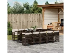 vidaXL 11-Tlg Garten-Essgruppe mit Kissen Braun Poly Rattan 3210933* Sale