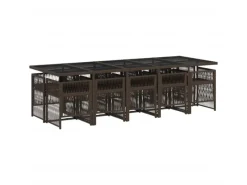 vidaXL 11-Tlg Garten-Essgruppe mit Kissen Braun Poly Rattan 3210933* Sale