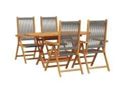 vidaXL 5-tlg Garten-Essgruppe Grau Massivholz Akazie & Poly Rattan 3375738* New
