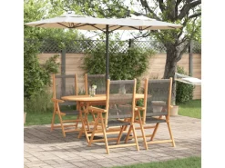 vidaXL 5-tlg Garten-Essgruppe Grau Massivholz Akazie & Poly Rattan 3375738* New
