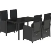 Balkonmöbel|vidaXL 5-tlg Garten-Essgruppe mit Kissen Schwarz Poly Rattan Modell 113