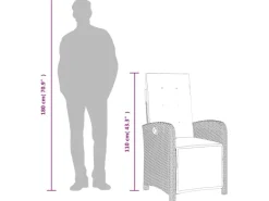 Balkonmöbel|vidaXL 5-tlg Garten-Essgruppe mit Kissen Schwarz Poly Rattan Modell 113