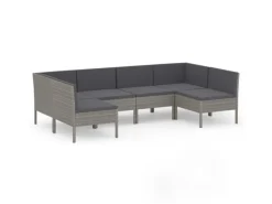 Lounge-Gartenmöbel|vidaXL 6-tlg Garten-Lounge-Set mit Auflagen Poly Rattan Grau Modell 23