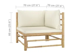 vidaXL 5-Tlg Garten-Lounge-Set mit Cremeweißen Kissen Bambus 3058191* Best