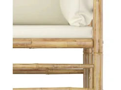 vidaXL 5-Tlg Garten-Lounge-Set mit Cremeweißen Kissen Bambus 3058191* Best