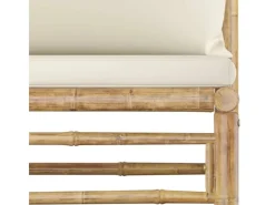 vidaXL 5-Tlg Garten-Lounge-Set mit Cremeweißen Kissen Bambus 3058191* Best