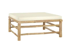 vidaXL 5-Tlg Garten-Lounge-Set mit Cremeweißen Kissen Bambus 3058191* Best