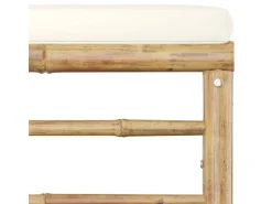 vidaXL 5-Tlg Garten-Lounge-Set mit Cremeweißen Kissen Bambus 3058191* Best