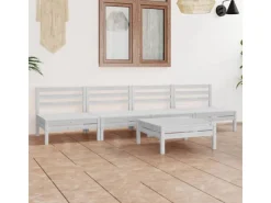 Lounge-Gartenmöbel|vidaXL 5-tlg Garten-Lounge-Set Weiß Kiefer Massivholz Modell 19