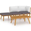 vidaXL 4-tlg Garten-Lounge-Set mit Kissen Massivholz Akazie Modell 4* New