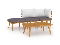 vidaXL 4-tlg Garten-Lounge-Set mit Kissen Massivholz Akazie Modell 4* New