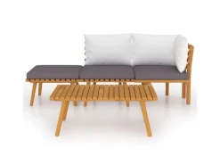 vidaXL 4-tlg Garten-Lounge-Set mit Kissen Massivholz Akazie Modell 4* New
