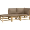 vidaXL 3-tlg Garten-Lounge-Set mit Taupe Kissen Bambus* Discount