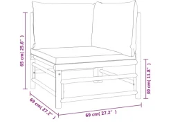 vidaXL 3-tlg Garten-Lounge-Set mit Taupe Kissen Bambus* Discount