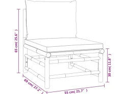 vidaXL 3-tlg Garten-Lounge-Set mit Taupe Kissen Bambus* Discount