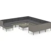 vidaXL 13-tlg Garten-Lounge-Set mit Auflagen Poly Rattan Grau* New