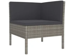 vidaXL 13-tlg Garten-Lounge-Set mit Auflagen Poly Rattan Grau* New