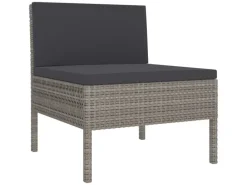 vidaXL 13-tlg Garten-Lounge-Set mit Auflagen Poly Rattan Grau* New
