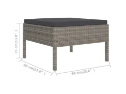 vidaXL 13-tlg Garten-Lounge-Set mit Auflagen Poly Rattan Grau* New