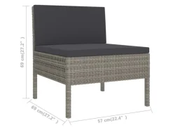 vidaXL 13-tlg Garten-Lounge-Set mit Auflagen Poly Rattan Grau* New