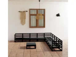 Lounge-Gartenmöbel|Gartenmöbel-Sets|vidaXL 10-tlg Garten-Lounge-Set Schwarz Massivholz Kiefer Modell 5