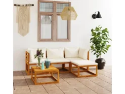 vidaXL 5-tlg Garten-Lounge-Set mit Kissen Massivholz Akazie Modell 15* Discount