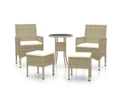 vidaXL 5-tlg Garten-Lounge-Set Poly Rattan Beige* Discount