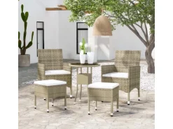 vidaXL 5-tlg Garten-Lounge-Set Poly Rattan Beige* Discount