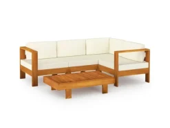 vidaXL 5-tlg Garten-Lounge-Set mit Creme Auflagen Massivholz Akazie* Hot