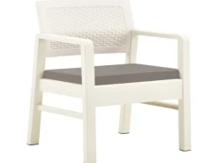 vidaXL 3-tlg Garten-Lounge-Set mit Auflagen Kunststoff Weiß*