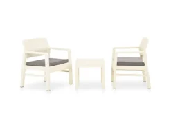 vidaXL 3-tlg Garten-Lounge-Set mit Auflagen Kunststoff Weiß*